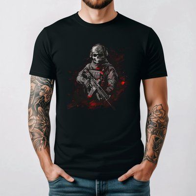 Футболка з принтом "Redline Skull" АМ1400 фото