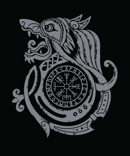 Футболка з принтом "Rune Wolf" АМ1550 фото